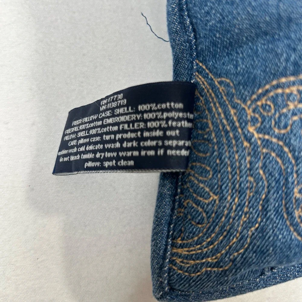 Woolrich Denim‎ Blue Pillow Paisley Stitch Rectangle 18